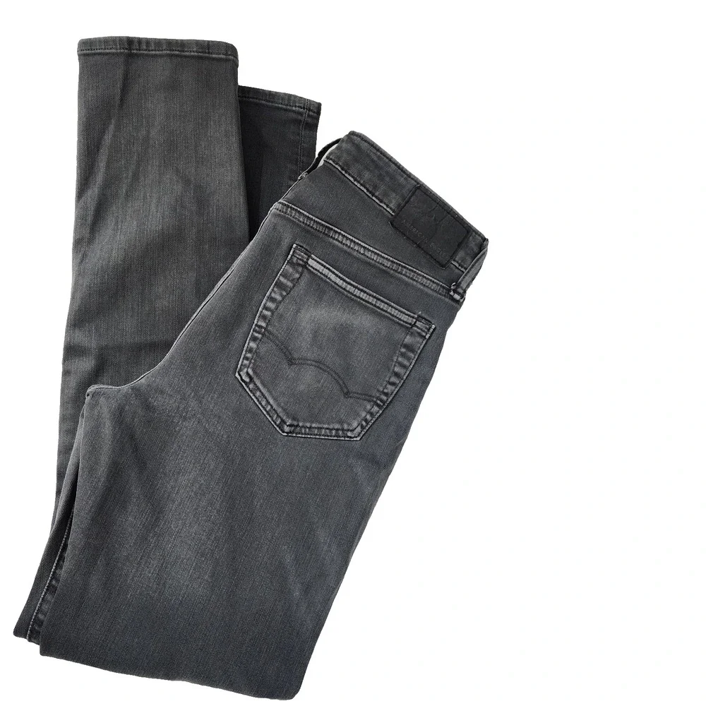 American Eagle Mens Jeans 31x32 Gray Athletic Skinny Airflex Distressed Denim